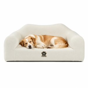 ZoeFleur 2-in-1 Human & Pet Shared Dog Sofa, Solid Pine Wood Frame with High Resilience Foam, Indoor Pet Furniture
