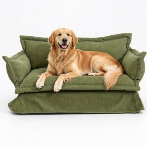 ZoeFleur 2-in-1 Human & Pet Dog Sofa, Solid Pine Frame, High Resilience Foam, Orthopedic Couch, Modern Indoor Pet Furniture